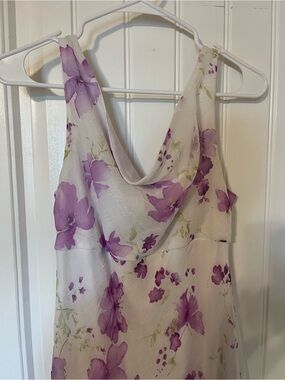 Women's Stunning White Floral Cowl Neck Tank Top - Purple Floral